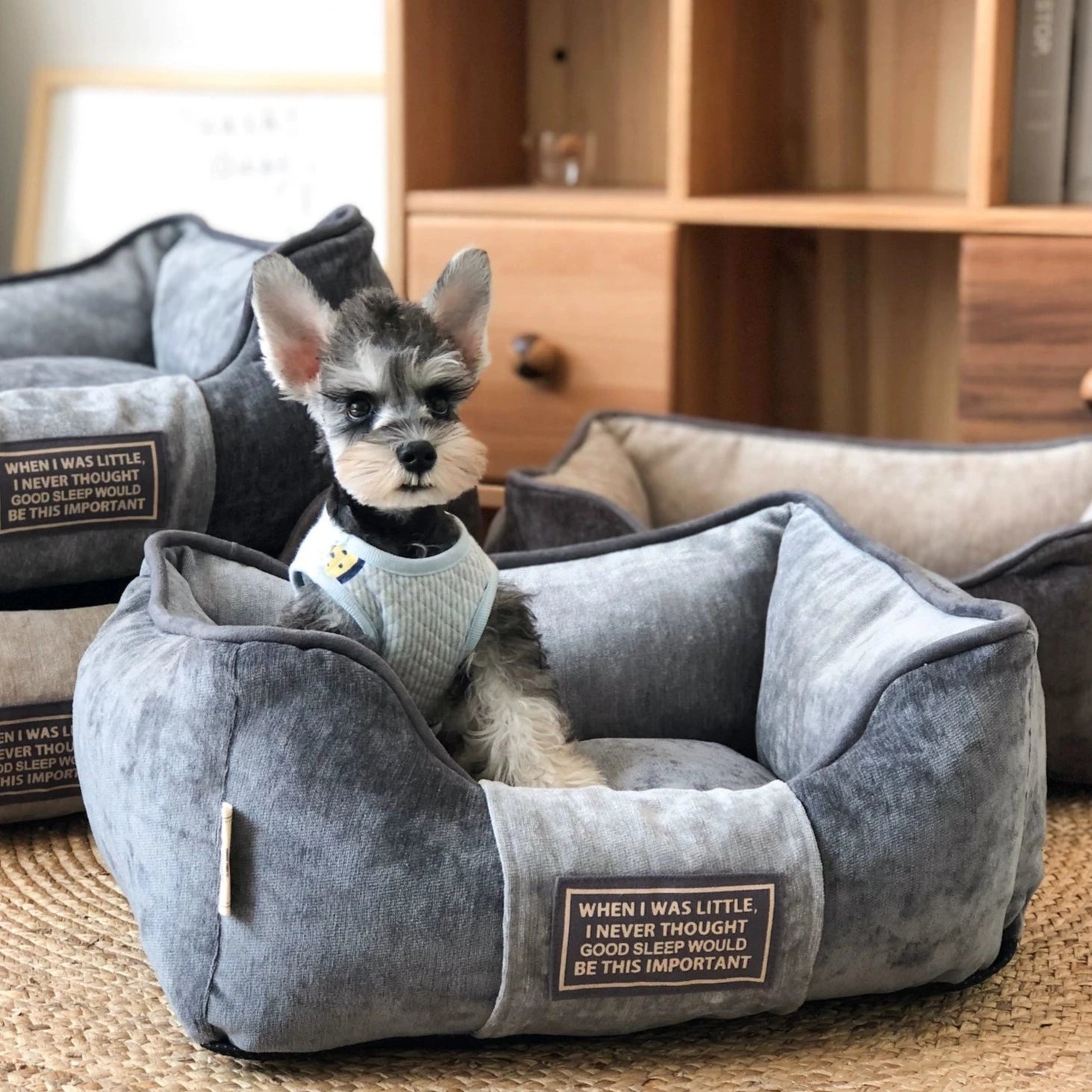 Deep Grey Soft Dog Bed