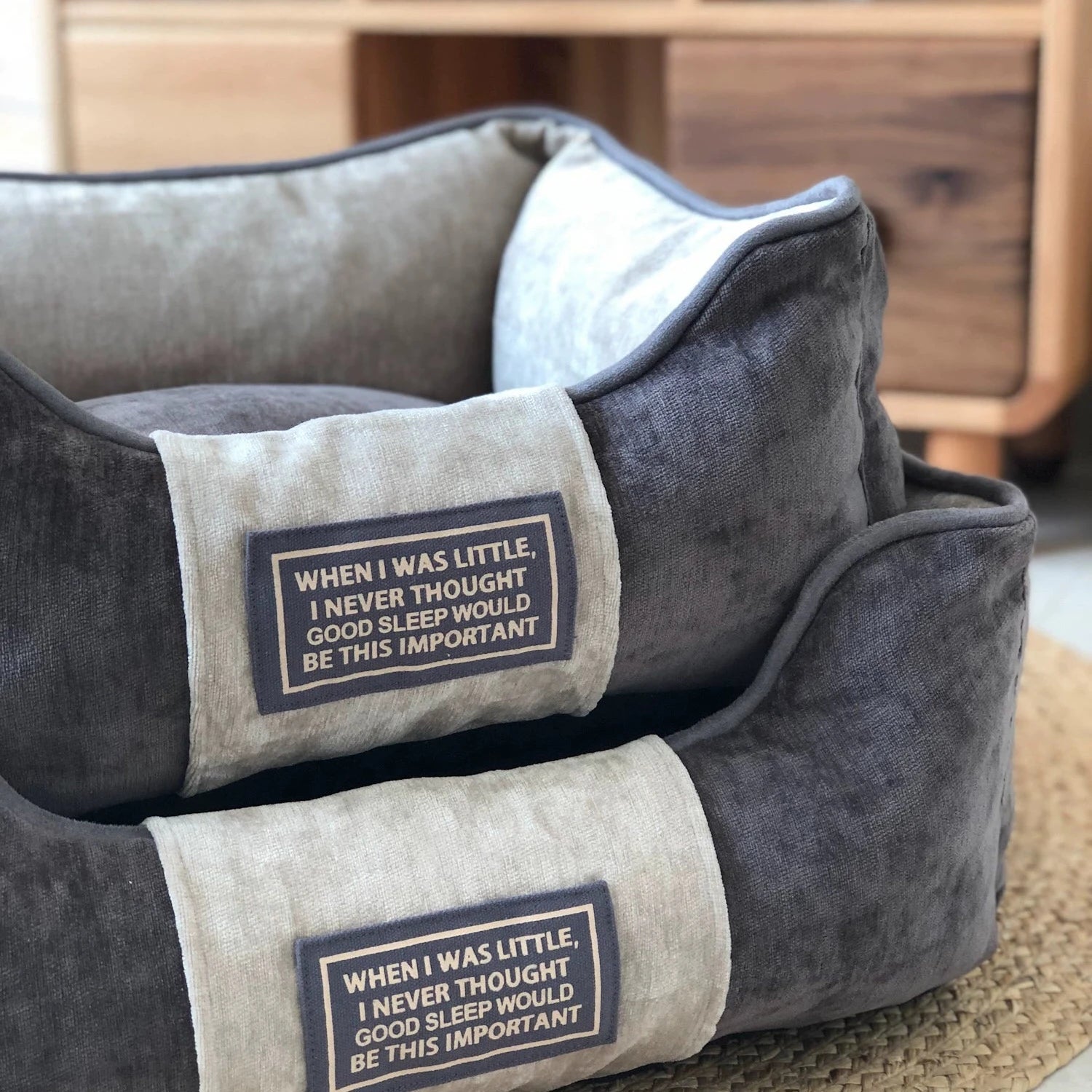 Deep Grey Soft Dog Bed