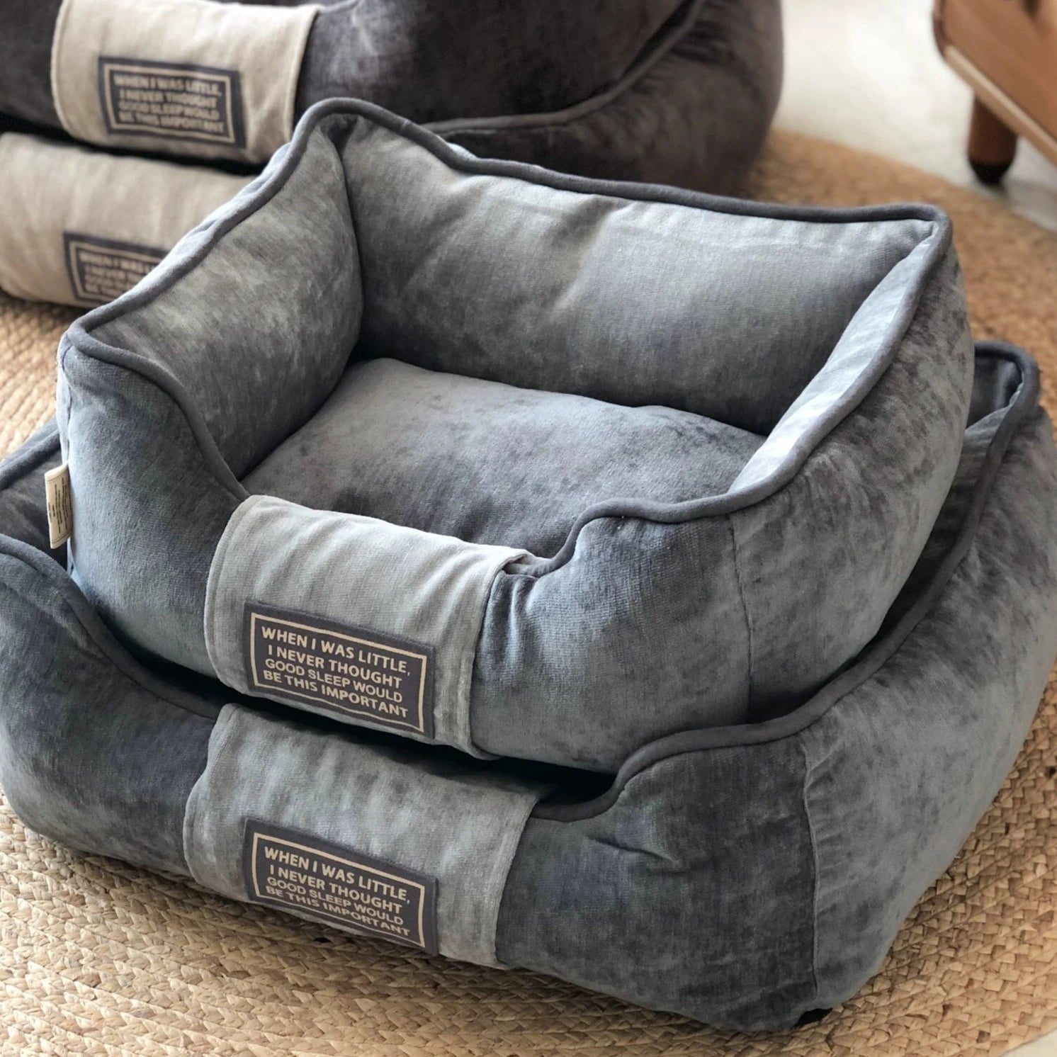 Deep Grey Soft Dog Bed