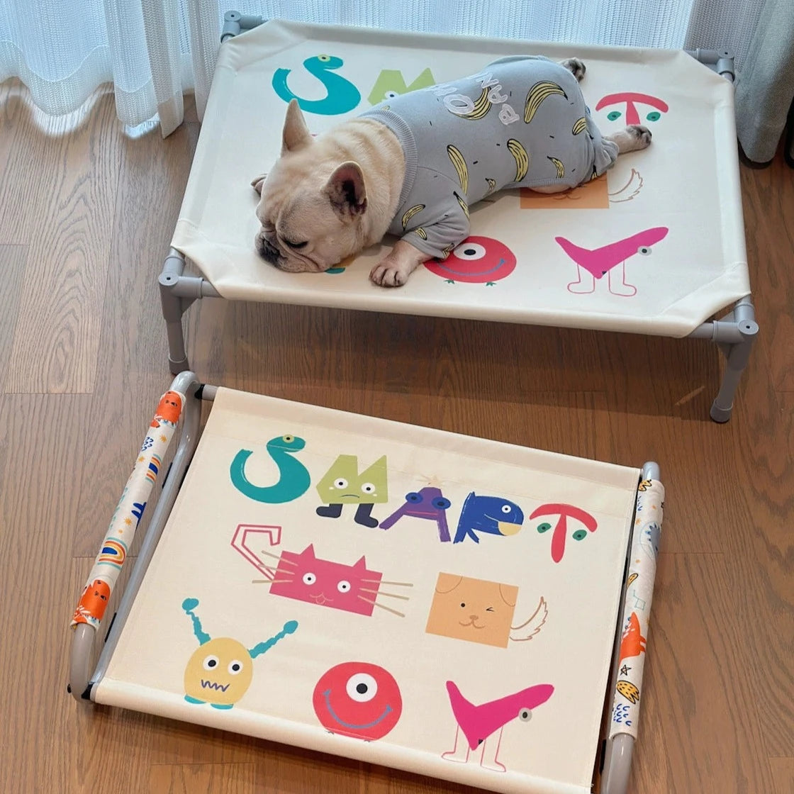 Cartoon Letters Breathable Frame Dog Bed