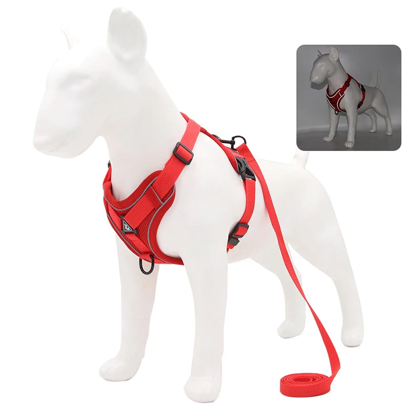 Reflective Dog Harness Leash Set